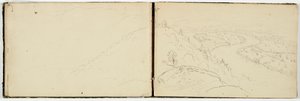 ホルヨーク山から見たコネチカット川のオックスボーのパノラマ、1833年頃（織り紙に黒鉛鉛筆） 作： Thomas Cole